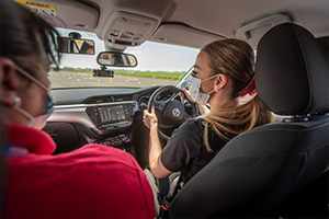 Young driver behind the wheel
