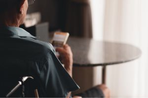 disabled man on accessible retail site