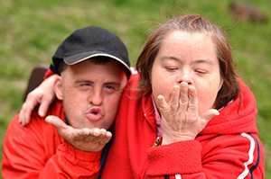 Two people with learning disabilities at the dating agency