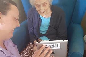 Gwenie with her iPad donation