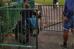 disabled woman cant access green space in Bristol park